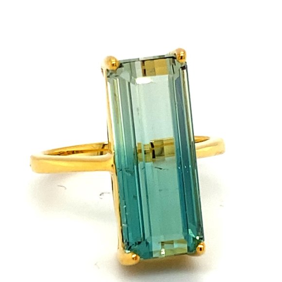 BiColor Tourmaline 11.70ct Solid 14K Yellow Gold Ring - Picture 1 of 7